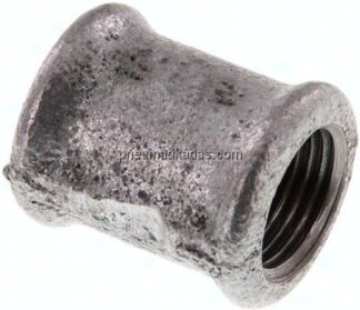 Rundmuffe Rp 1/2"-Rp 1/2", Temperguss verzinkt