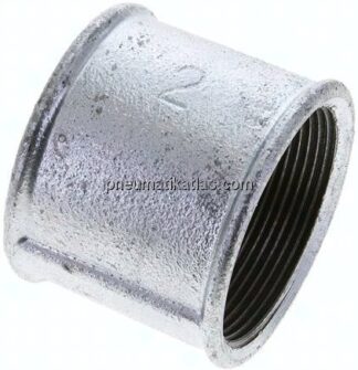 Rundmuffe Rp 2"-Rp 2", Temperguss verzinkt