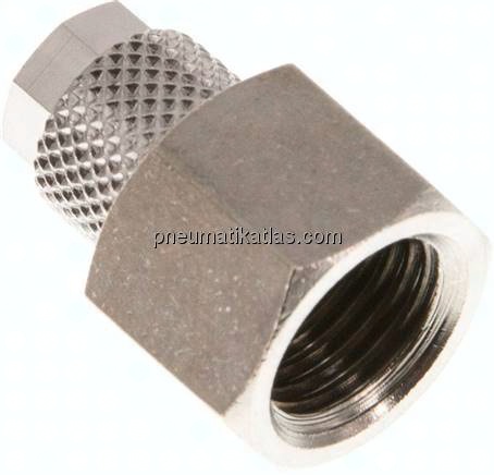 Aufschraub-Verschraubung G 1/4"-6x4mm, Messing vernickelt