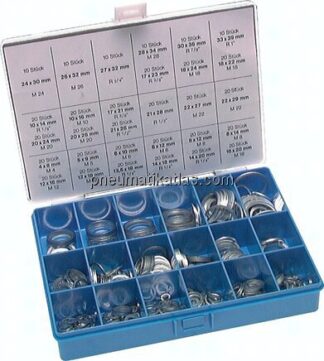 Dichtringsortiment, Aluminium, 12 Abmessungen (10 - 42 mm)
