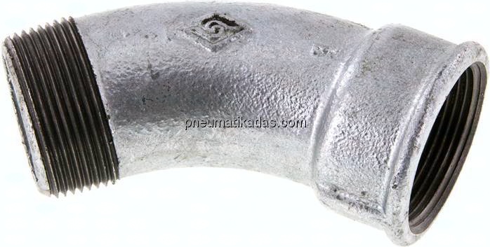 45°-Bogen Rp 1-1/2"(IG)-R 1-1/2"(AG), Temperguss verzinkt
