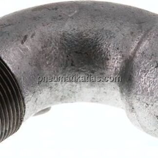 90°-Bogen Rp 1-1/2"(IG)-R 1-1/2"(AG), Temperguss verzinkt