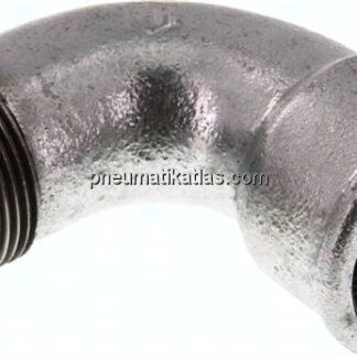 90°-Bogen Rp 1-1/4"(IG)-R 1-1/4"(AG), Temperguss verzinkt