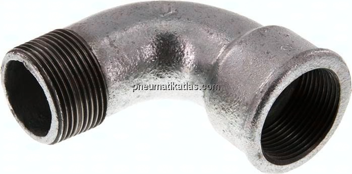 90°-Bogen Rp 1-1/4"(IG)-R 1-1/4"(AG), Temperguss verzinkt