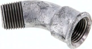 45°-Bogen Rp 1/2"(IG)-R 1/2"(AG), Temperguss verzinkt