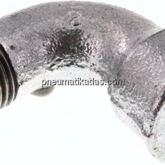 90°-Bogen Rp 1/2"(IG)-R 1/2"(AG), Temperguss verzinkt