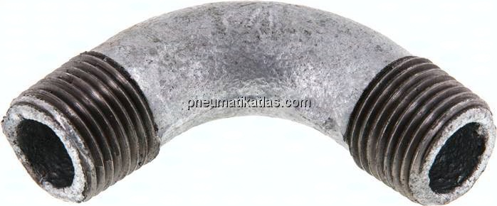 90°-Bogen R 1/2" (AG), Temperguss verzinkt
