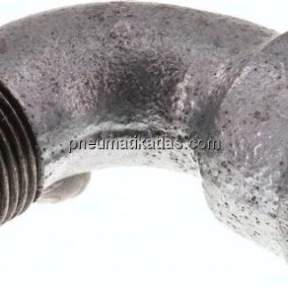 90°-Bogen Rp 3/4"(IG)-R 3/4"(AG), Temperguss verzinkt