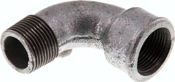 90°-Bogen Rp 3/4"(IG)-R 3/4"(AG), Temperguss verzinkt