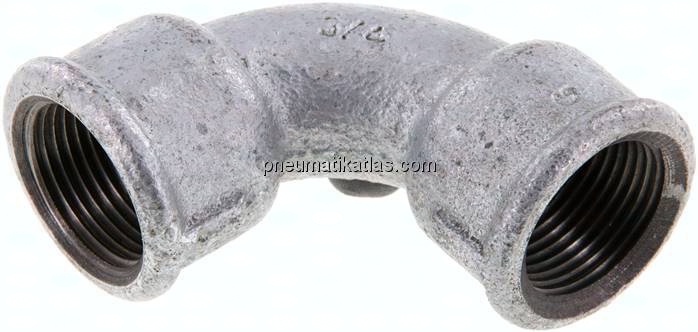 90°-Bogen Rp 3/4" (IG), kurz Typ 2a/D1, Temperguss verzinkt