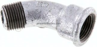 45°-Bogen Rp 3/8"(IG)-R 3/8"(AG), Temperguss verzinkt