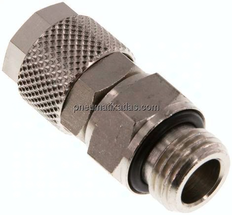 Gerade Drehverschraubung G 1/4"-10x8mm, Messing vernickelt