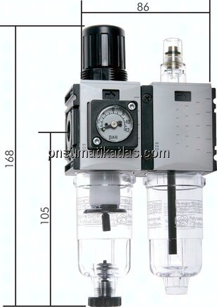 FUTURA Wartungseinheit, 2-tlg., G 1/4", 0,2 - 4 bar, Baur.0