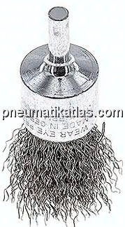 Pinseldrahtbürste 23mm, 6mm Schaft, Edelstahldraht gewellt 0,3mm