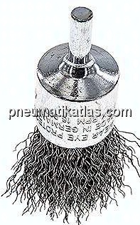 Pinseldrahtbürste 23mm, 6mm Schaft, Stahldraht gewellt 0,3mm