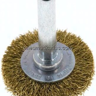 Rundbürste 30x6 mm, 6mm Schaft, Messingdraht gewellt 0,2mm