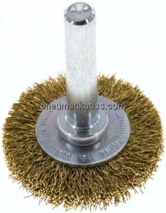 Rundbürste 30x6 mm, 6mm Schaft, Messingdraht gewellt 0,2mm