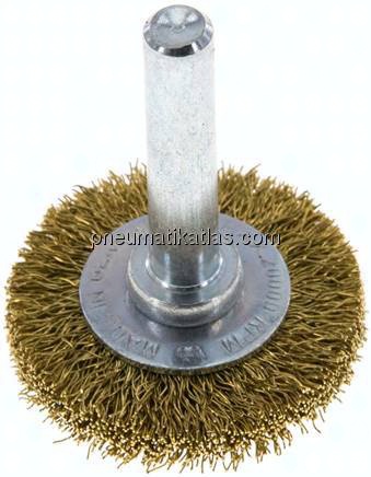 Rundbürste 30x6 mm, 6mm Schaft, Messingdraht gewellt 0,2mm