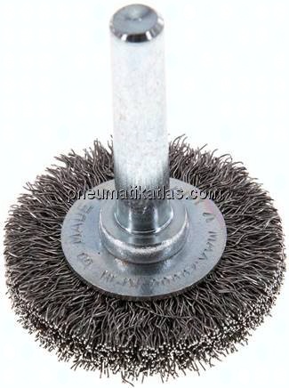 Rundbürste 30x6 mm, 6mm Schaft, Stahldraht gewellt 0,2mm