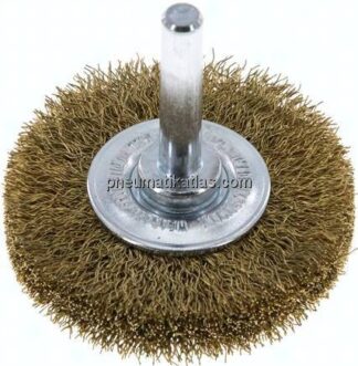 Rundbürste 50x10 mm, 6mm Schaft, Messingdraht gewellt 0,2mm
