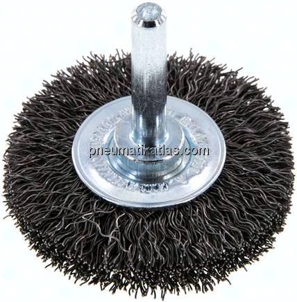 Rundbürste 50x10 mm, 6mm Schaft, Stahldraht gewellt 0,3mm