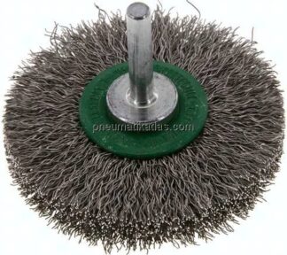 Rundbürste 70x14 mm, 6mm Schaft, Edelstahldraht gewellt 0,3mm