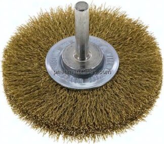Rundbürste 70x14 mm, 6mm Schaft, Messingdraht gewellt 0,2mm
