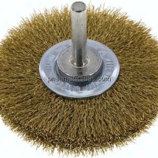 Rundbürste 70x14 mm, 6mm Schaft, Messingdraht gewellt 0,2mm