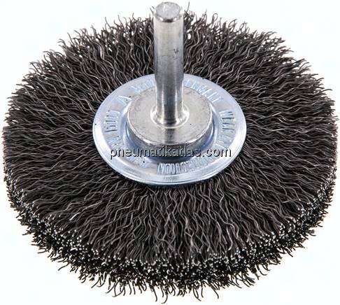 Rundbürste 70x14 mm, 6mm Schaft, Stahldraht gewellt 0,3mm