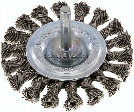 Rundbürste 75x12 mm, 6mm Schaft, Edelstahldraht 18x gezopft 0,5mm