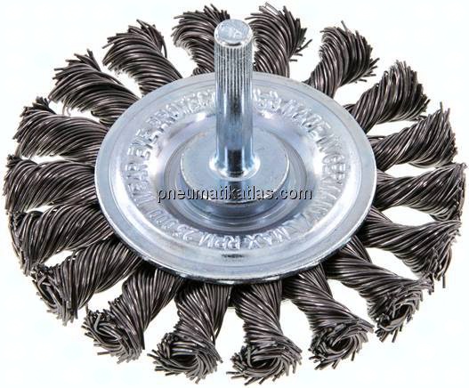 Rundbürste 75x12 mm, 6mm Schaft, Stahldraht 18x gezopft 0,5mm
