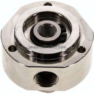 Drehverteiler G 3/8"-3x G 1/4", 3-fach, FKM-Dichtungen