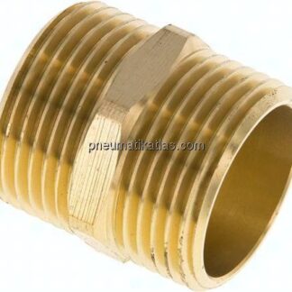 Doppelnippel, G 1"-G 1", flach dichtend, Messing