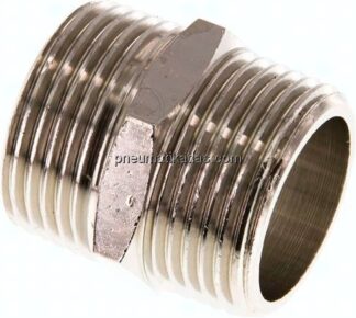 Doppelnippel R 1"-R 1", Messing vernickelt