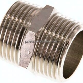 Doppelnippel R 1"-R 1", Messing vernickelt