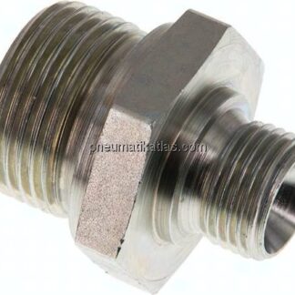 Hydraulik-Doppelnippel G 1"-G 1/2", Stahl verzinkt