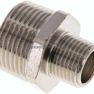 Doppelnippel R 1"-R 1/2", Messing vernickelt