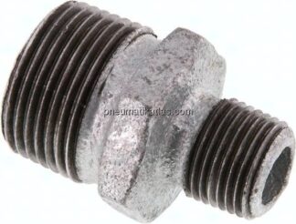 Doppelnippel R 1"-R 1/2", Temperguss verzinkt