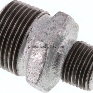 Doppelnippel R 1"-R 1/2", Temperguss verzinkt