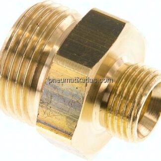 Doppelnippel G 1"-G 1/2", Messing/Rotguss