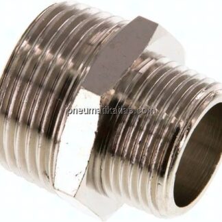 Doppelnippel R 1"-R 3/4", Messing vernickelt