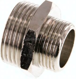 Doppelnippel G 1"-G 3/4", Messing vernickelt