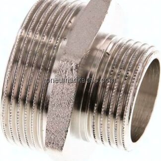Doppelnippel G 1-1/2"-G 1", Messing vernickelt