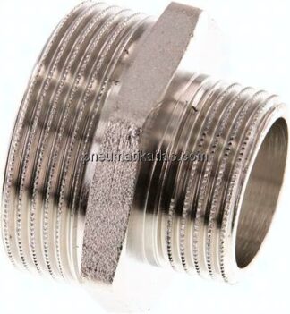 Doppelnippel G 1-1/2"-G 1", Messing vernickelt