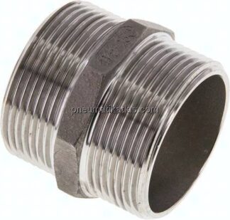 Doppelnippel, G 1-1/2"-G 1-1/2", flach dichtend, 1.4408