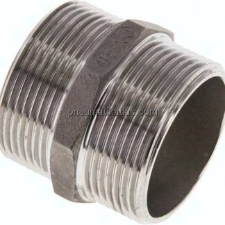 Doppelnippel, G 1-1/2"-G 1-1/2", flach dichtend, 1.4408