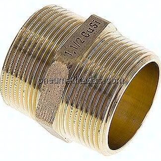 Doppelnippel R 1-1/2"-R 1-1/2", Messing/Rotguss