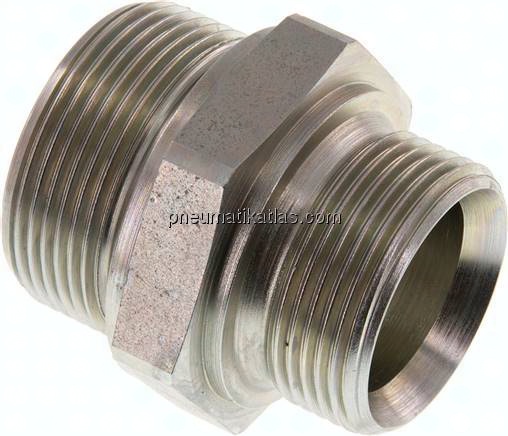 Hydraulik-Doppelnippel G 1-1/2"-G 1-1/4", Stahl verzinkt