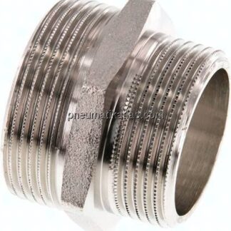 Doppelnippel G 1-1/2"-G 1-1/4", Messing vernickelt