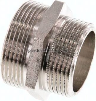 Doppelnippel G 1-1/2"-G 1-1/4", Messing vernickelt